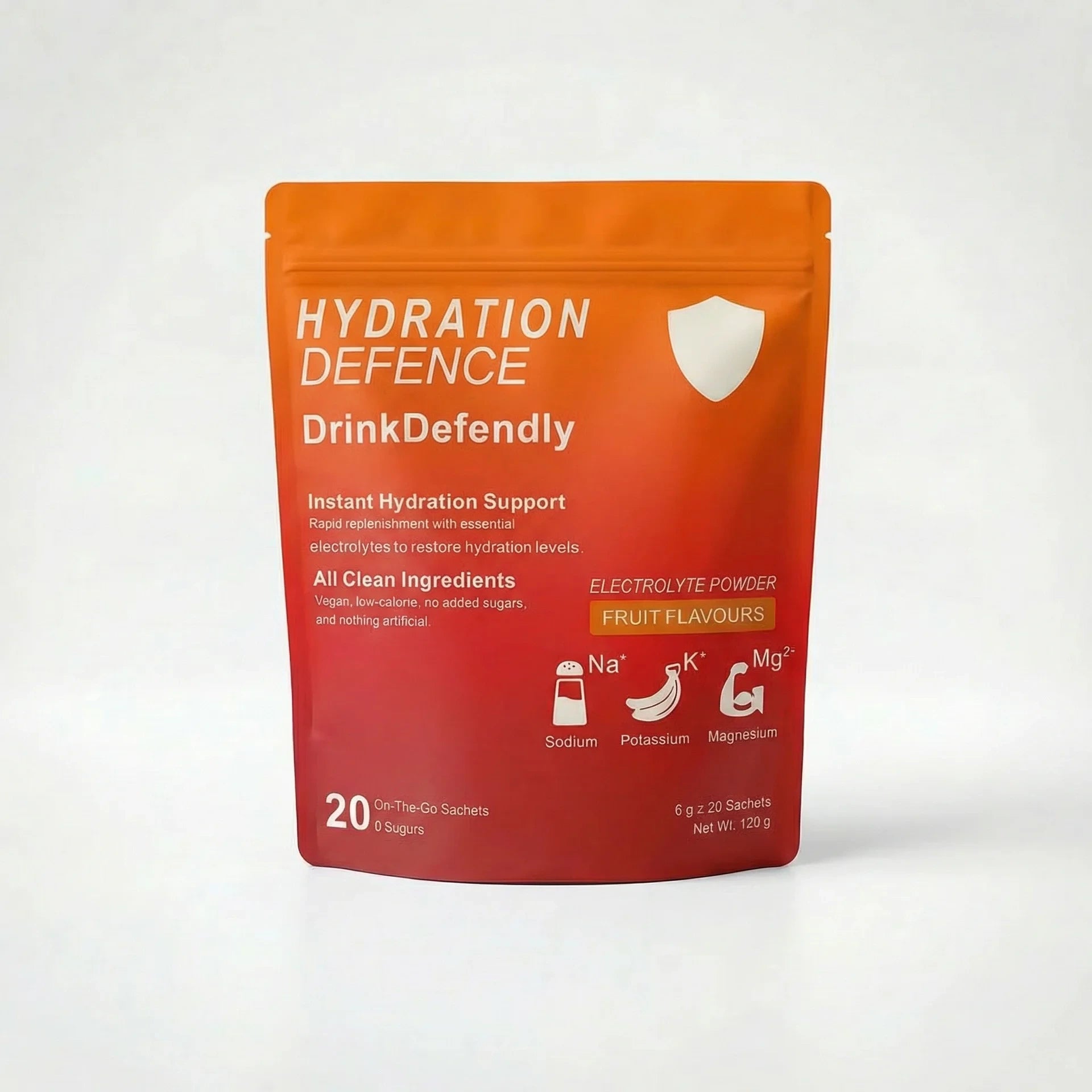 Red package of Hydration Defence DrinkDefendly on a white background